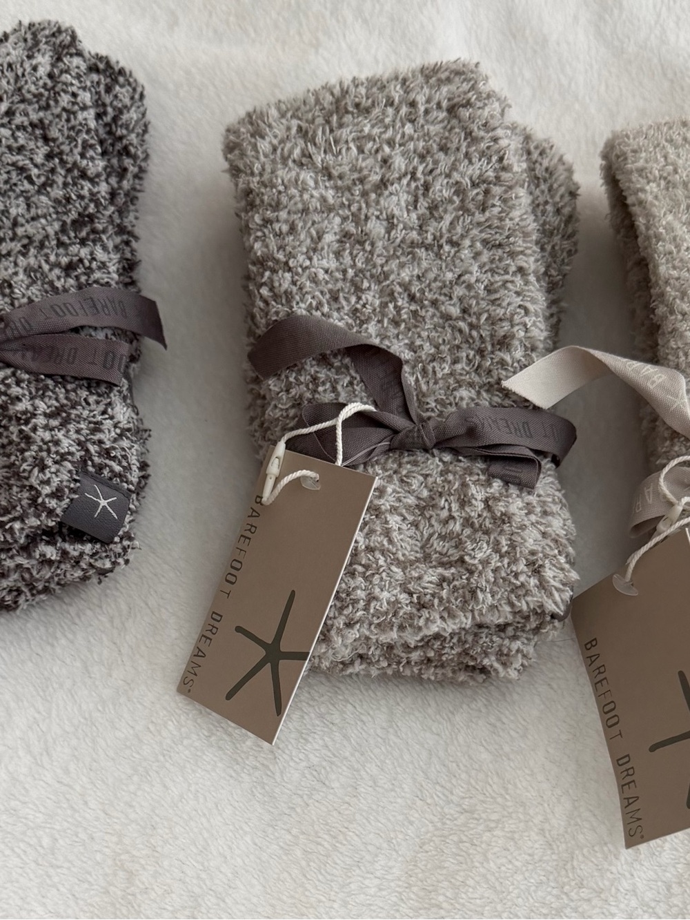Barefoot Dreams Plush Throw Blanket - Neutral Taupe & Heather Gray